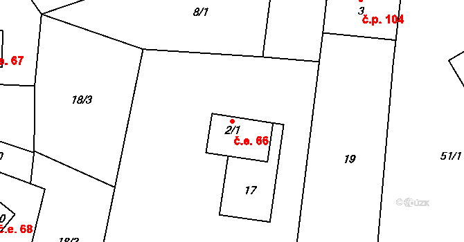 Kytlice 66 na parcele st. 2/1 v KÚ Falknov, Katastrální mapa