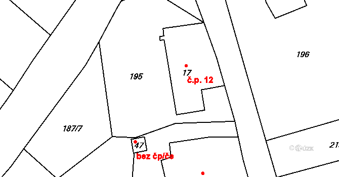 Cihelna 12, Hlavňovice na parcele st. 17 v KÚ Horní Staňkov, Katastrální mapa