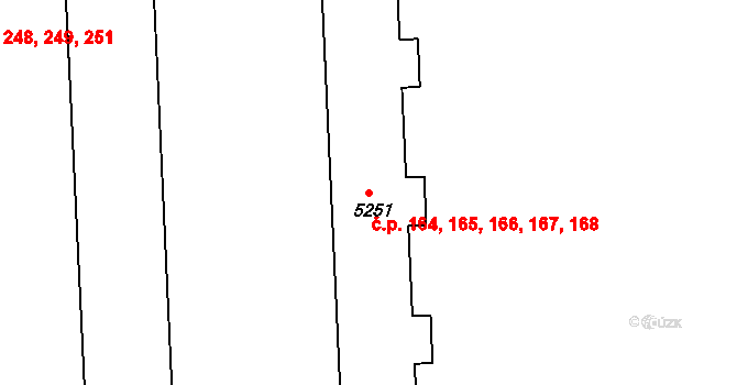 Polabiny 164,165,166,167,168, Pardubice na parcele st. 5251 v KÚ Pardubice, Katastrální mapa