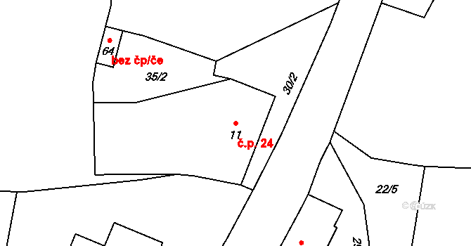 Hrbov 24, Lhenice na parcele st. 11 v KÚ Hrbov u Lhenic, Katastrální mapa
