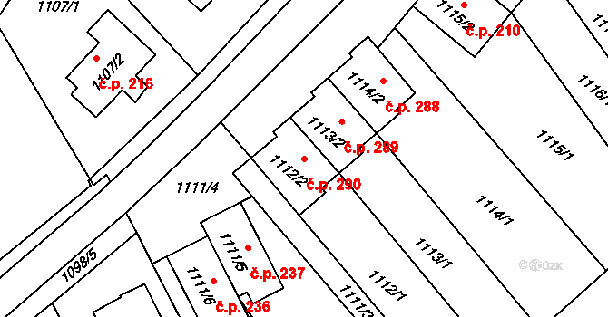 Kopřivnice 290 na parcele st. 1112/2 v KÚ Kopřivnice, Katastrální mapa