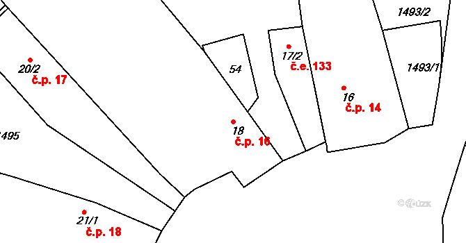 Luhov 16, Líšťany na parcele st. 18 v KÚ Luhov u Líšťan, Katastrální mapa