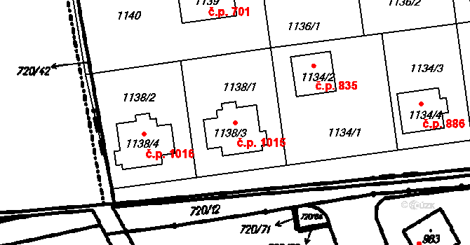 Šeberov 1015, Praha na parcele st. 1138/3 v KÚ Šeberov, Katastrální mapa