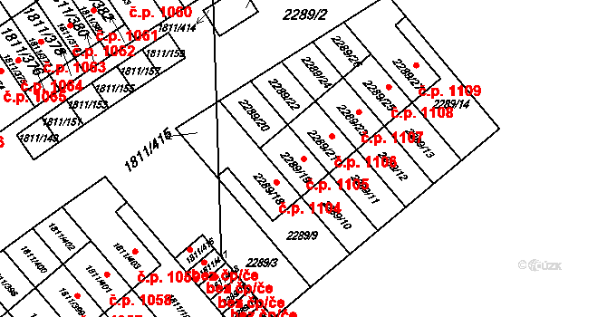 Buštěhrad 1105 na parcele st. 2289/19 v KÚ Buštěhrad, Katastrální mapa