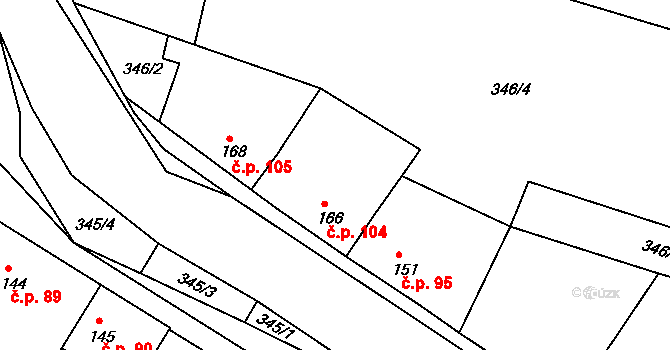 Telce 104, Peruc na parcele st. 166 v KÚ Telce, Katastrální mapa