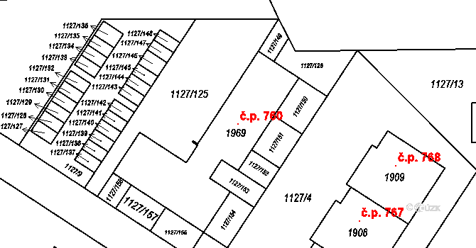 Holýšov 760 na parcele st. 1969 v KÚ Holýšov, Katastrální mapa