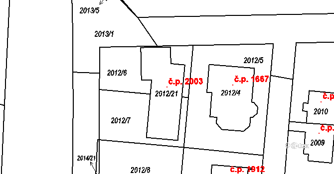 České Budějovice 6 2003, České Budějovice na parcele st. 2012/21 v KÚ České Budějovice 6, Katastrální mapa