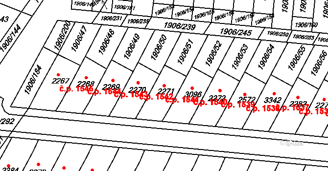 Bystřice pod Hostýnem 1541 na parcele st. 2271 v KÚ Bystřice pod Hostýnem, Katastrální mapa