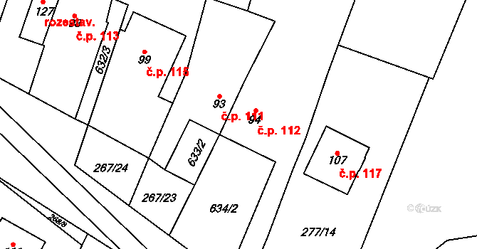 Hrochov 112, Lipová na parcele st. 94 v KÚ Hrochov, Katastrální mapa