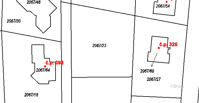 Strkov 503, Planá nad Lužnicí na parcele st. 2067/76 v KÚ Planá nad Lužnicí, Katastrální mapa