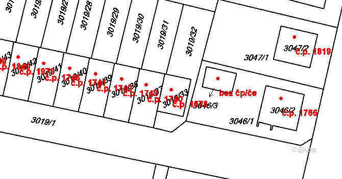 Dobrá Voda u Českých Budějovic 1676 na parcele st. 3019/33 v KÚ Dobrá Voda u Českých Budějovic, Katastrální mapa