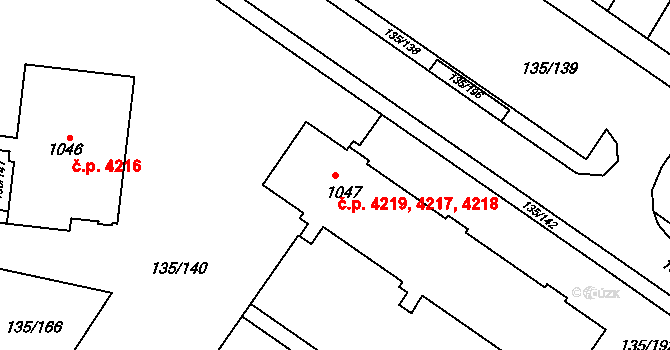 Jihlava 4217,4218,4219 na parcele st. 1047 v KÚ Bedřichov u Jihlavy, Katastrální mapa