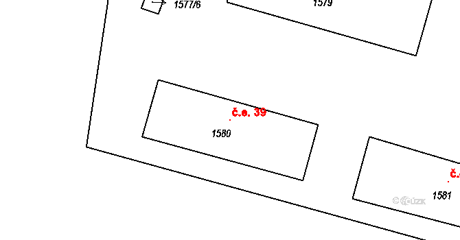 Sokolnice 39 na parcele st. 1580 v KÚ Sokolnice, Katastrální mapa