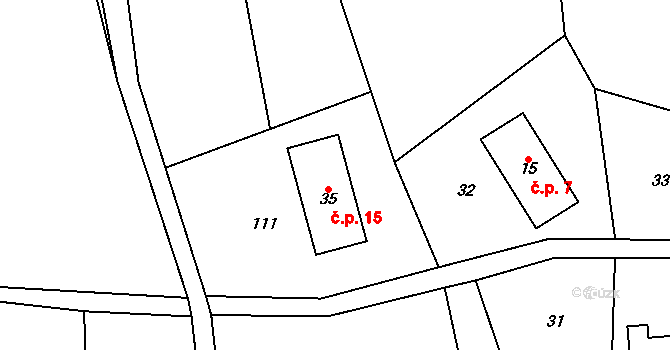 Horní Štěpanice 15, Benecko na parcele st. 35 v KÚ Horní Štěpanice, Katastrální mapa