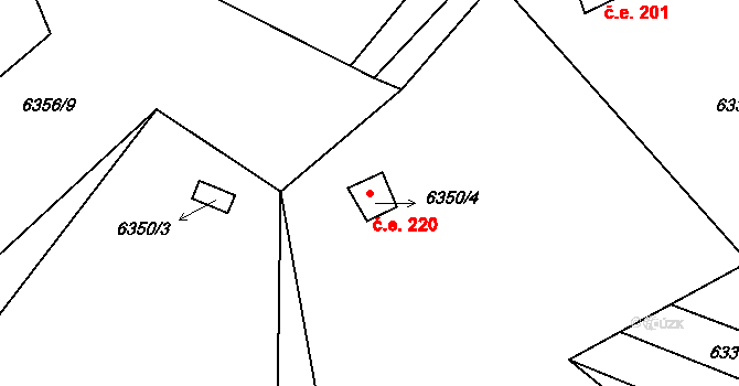 Boskovice 220 na parcele st. 6350/4 v KÚ Boskovice, Katastrální mapa