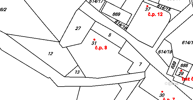 Neveklovice 8 na parcele st. 31 v KÚ Neveklovice, Katastrální mapa