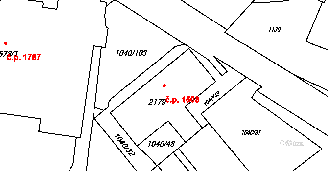 Rožnov pod Radhoštěm 1508 na parcele st. 2179 v KÚ Rožnov pod Radhoštěm, Katastrální mapa