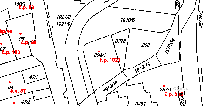 Předměstí 1021, Svitavy na parcele st. 894/1 v KÚ Svitavy-předměstí, Katastrální mapa
