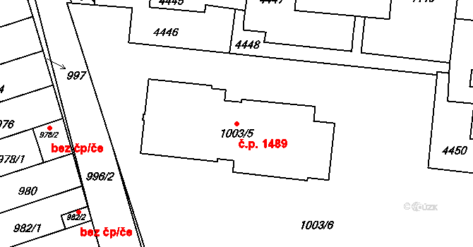 Řečkovice 1489, Brno na parcele st. 1003/5 v KÚ Řečkovice, Katastrální mapa