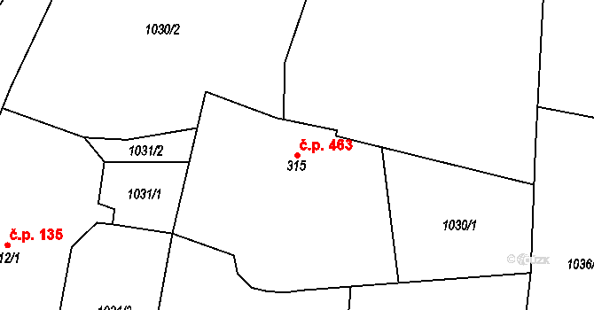 Heřmanovice 463 na parcele st. 315 v KÚ Heřmanovice, Katastrální mapa