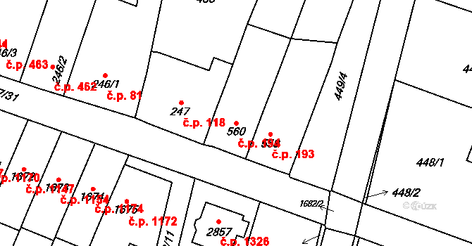 Litovel 194 na parcele st. 560 v KÚ Litovel, Katastrální mapa