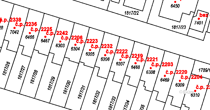 Cheb 2222 na parcele st. 6306 v KÚ Cheb, Katastrální mapa
