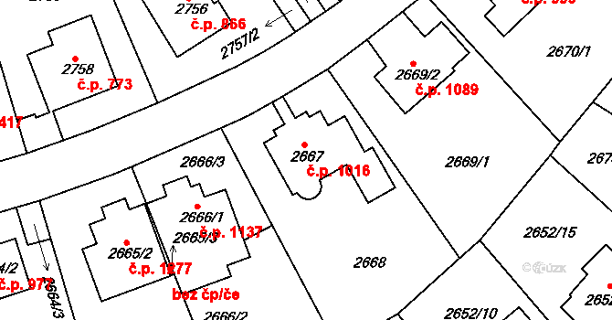 Michle 1016, Praha na parcele st. 2667 v KÚ Michle, Katastrální mapa