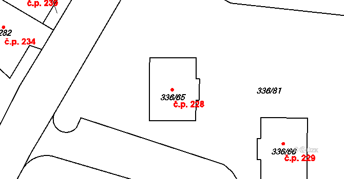 Pražské Předměstí 228, Bílina na parcele st. 336/65 v KÚ Bílina, Katastrální mapa
