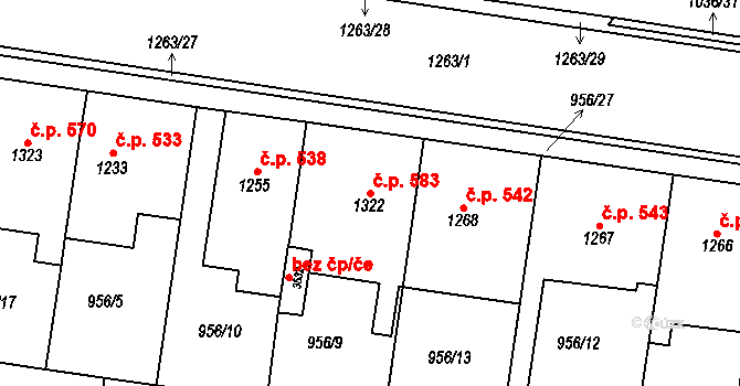 Valdické Předměstí 583, Jičín na parcele st. 1322 v KÚ Jičín, Katastrální mapa
