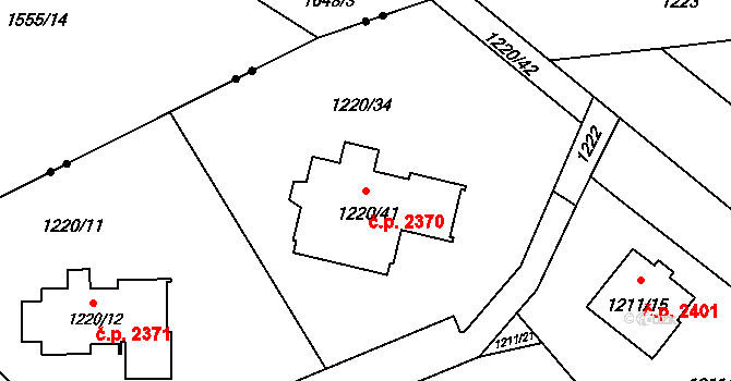 Rožnov pod Radhoštěm 2370 na parcele st. 1220/41 v KÚ Tylovice, Katastrální mapa