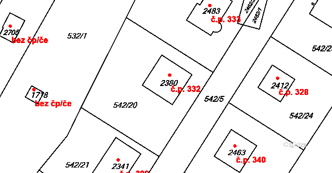 Chlumec nad Cidlinou III 332, Chlumec nad Cidlinou na parcele st. 2380 v KÚ Chlumec nad Cidlinou, Katastrální mapa