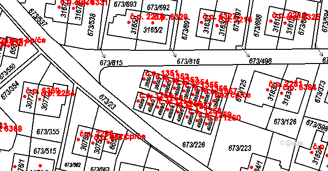 Zlín 1353 na parcele st. 3856/3 v KÚ Zlín, Katastrální mapa