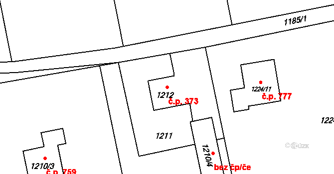 Hrabová 373, Ostrava na parcele st. 1212 v KÚ Hrabová, Katastrální mapa