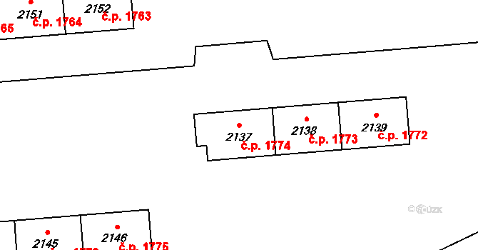 Zábřeh 1774, Ostrava na parcele st. 2137 v KÚ Zábřeh nad Odrou, Katastrální mapa