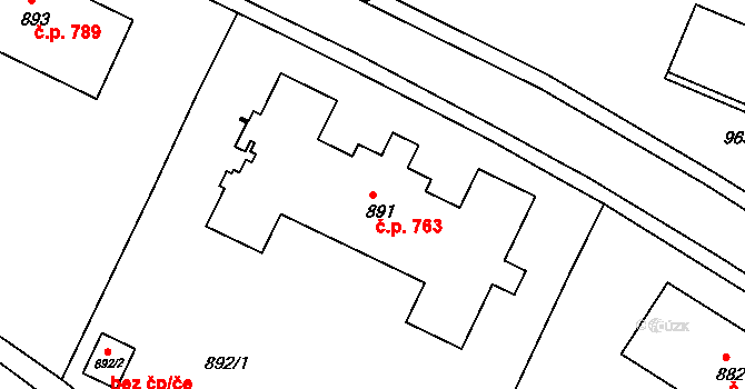 Žďár nad Sázavou 3 763, Žďár nad Sázavou na parcele st. 891 v KÚ Město Žďár, Katastrální mapa