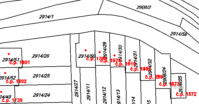 Velké Meziříčí 1574 na parcele st. 2914/29 v KÚ Velké Meziříčí, Katastrální mapa