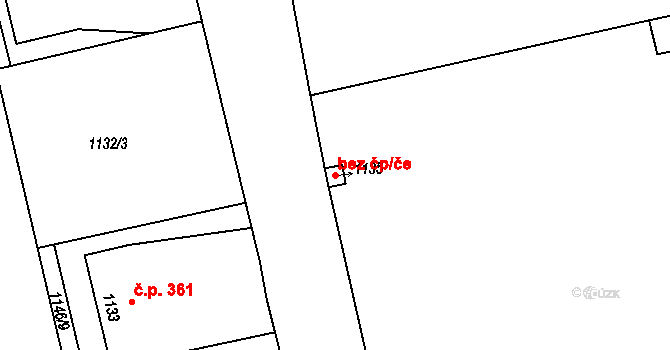 Hřebeč 38575710 na parcele st. 1135 v KÚ Hřebeč, Katastrální mapa