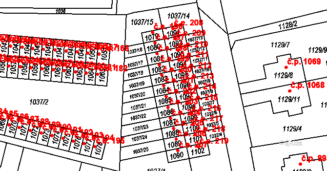 Šumbark 201, Havířov na parcele st. 1084 v KÚ Šumbark, Katastrální mapa