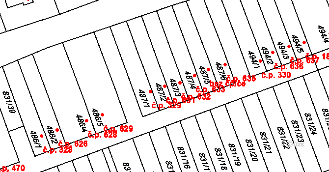 Tlumačov 631 na parcele st. 487/2 v KÚ Tlumačov na Moravě, Katastrální mapa