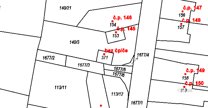 Pňovany 39628710 na parcele st. 371 v KÚ Pňovany, Katastrální mapa