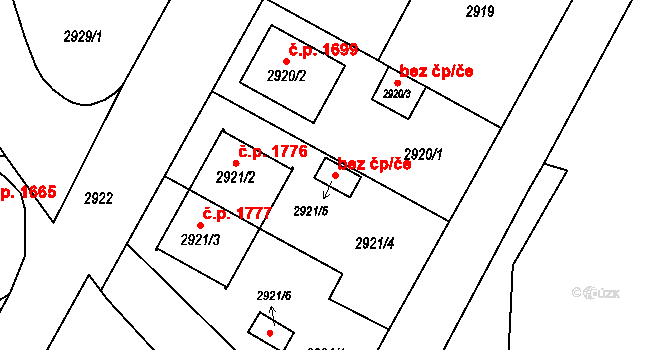 České Budějovice 40495710 na parcele st. 2921/5 v KÚ České Budějovice 7, Katastrální mapa