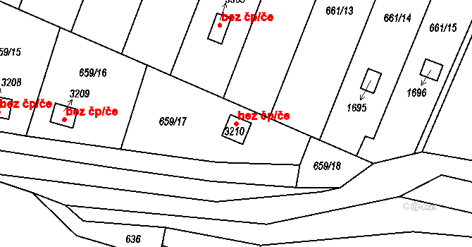 Strakonice 41861710 na parcele st. 3210 v KÚ Strakonice, Katastrální mapa