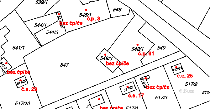 Bohumín 42451710 na parcele st. 548/3 v KÚ Pudlov, Katastrální mapa