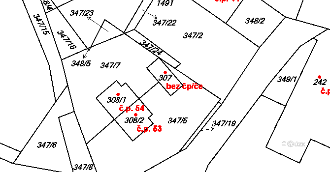 Čachrov 42723710 na parcele st. 307 v KÚ Javorná na Šumavě, Katastrální mapa