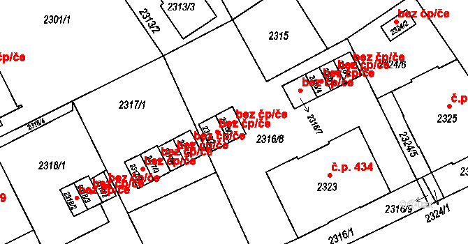 Opava 43145710 na parcele st. 2316/3 v KÚ Opava-Předměstí, Katastrální mapa