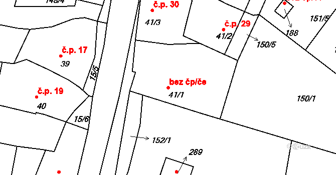 Čížová 46206710 na parcele st. 41/1 v KÚ Nová Ves u Čížové, Katastrální mapa