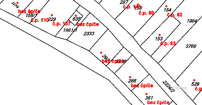 Prakšice 47589710 na parcele st. 292 v KÚ Prakšice, Katastrální mapa