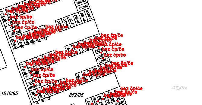 Březnice 48851710 na parcele st. 352/84 v KÚ Březnice, Katastrální mapa