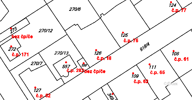 Lobkovice 18, Neratovice na parcele st. 126 v KÚ Lobkovice, Katastrální mapa