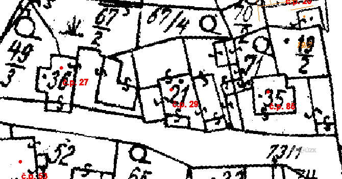 Březí 29, Žinkovy na parcele st. 21 v KÚ Březí u Žinkov, Katastrální mapa